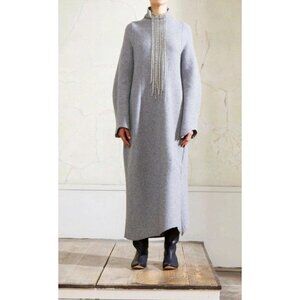 H&M x MAISON MARTIN MARGIELA Grey 100% Wool Mock Neck Sweater Dress, Size XS